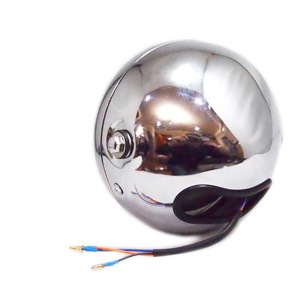 汎用 小排気量車向 スチールボディ LED ヘッドライト 130mm メッキ 黒