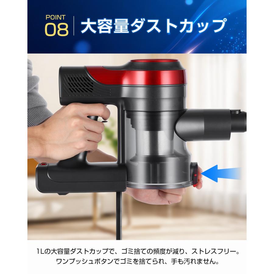 掃除機 コードレス 70KPa 超強力吸引 自立式 黒 軽量 50分連続稼働 2026母の日早割Sale☆12,980円→10,980円／コードレス サイクロン