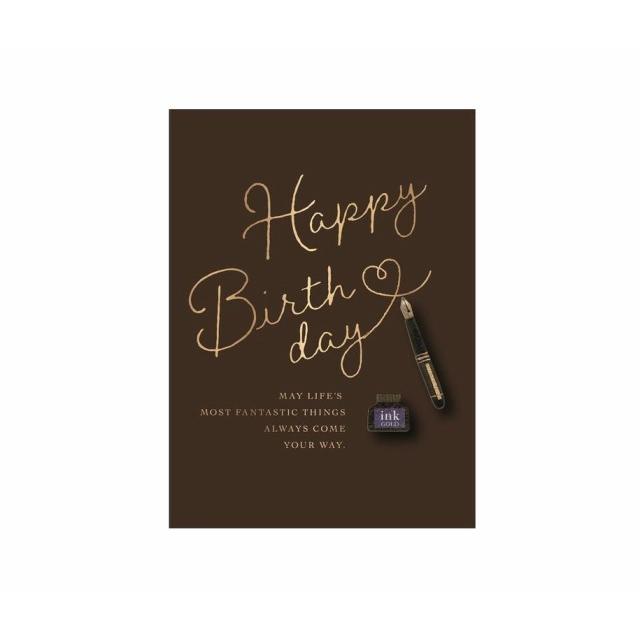 ウッドバースデーカード 万年筆 HC-1000119422 / Birthday Card お誕生