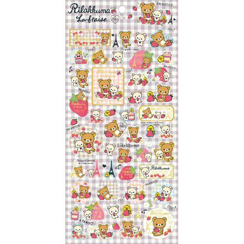 San-X（サンエックス） リラックマ/シール（グレー）/パリのいちご