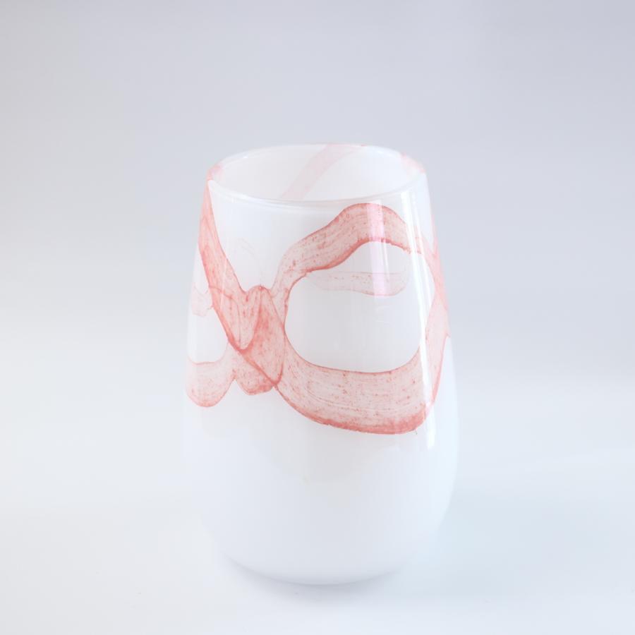 ヘンリーディーンピンクガラスフラワースタンド気泡入り 円錐形 ヘンリーディーンピンクガラスフラワースタンド気泡入り 円錐形