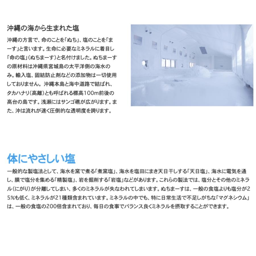ぬちまーす 250g 1袋 沖縄 宮城島 天然 海塩 国産 無添加 21種 ミネラル 塩分 控えめ 減塩 雪 のような パウダー ソルト ヌチマース 命の塩 特産 土産｜s-commodity｜03