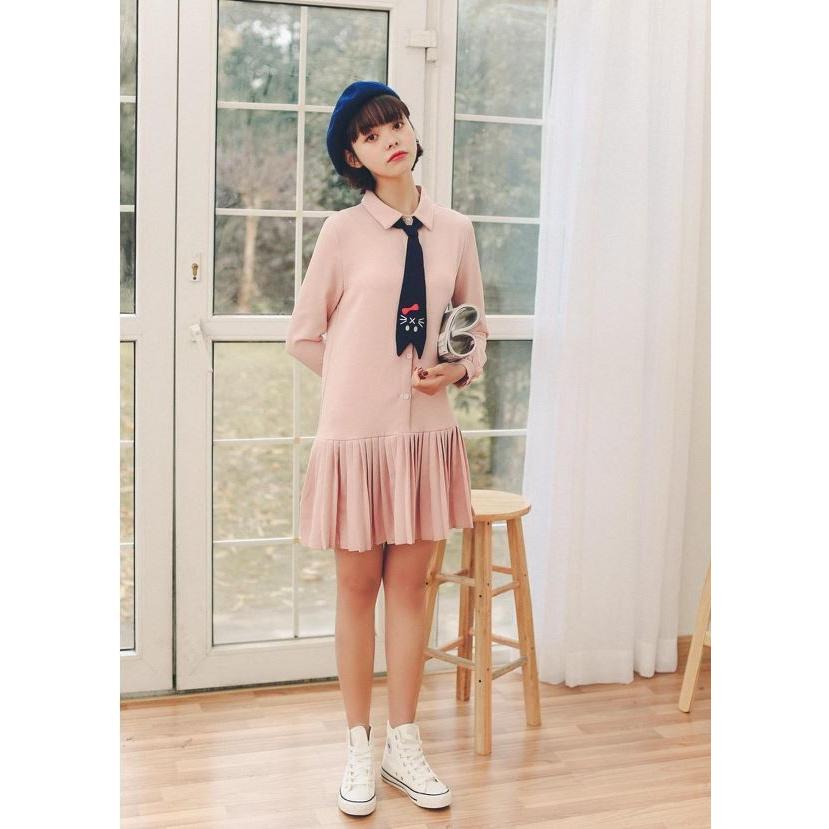 ワンピース レディース 秋 長袖 きれいめ シャツ ミニ ひざ丈 シンプル 中学生 高校生 ファッション 女子 かわいい おしゃれ 韓国 D012 S Conny 通販 Yahoo ショッピング