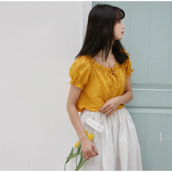 トップス レディース 夏 カットソー ブラウス 半袖 夏服 ゆったり おしゃれ かわいい ティーンズファッション 中学生 高校生 女子 私服 韓国 T053 S Conny 通販 Yahoo ショッピング