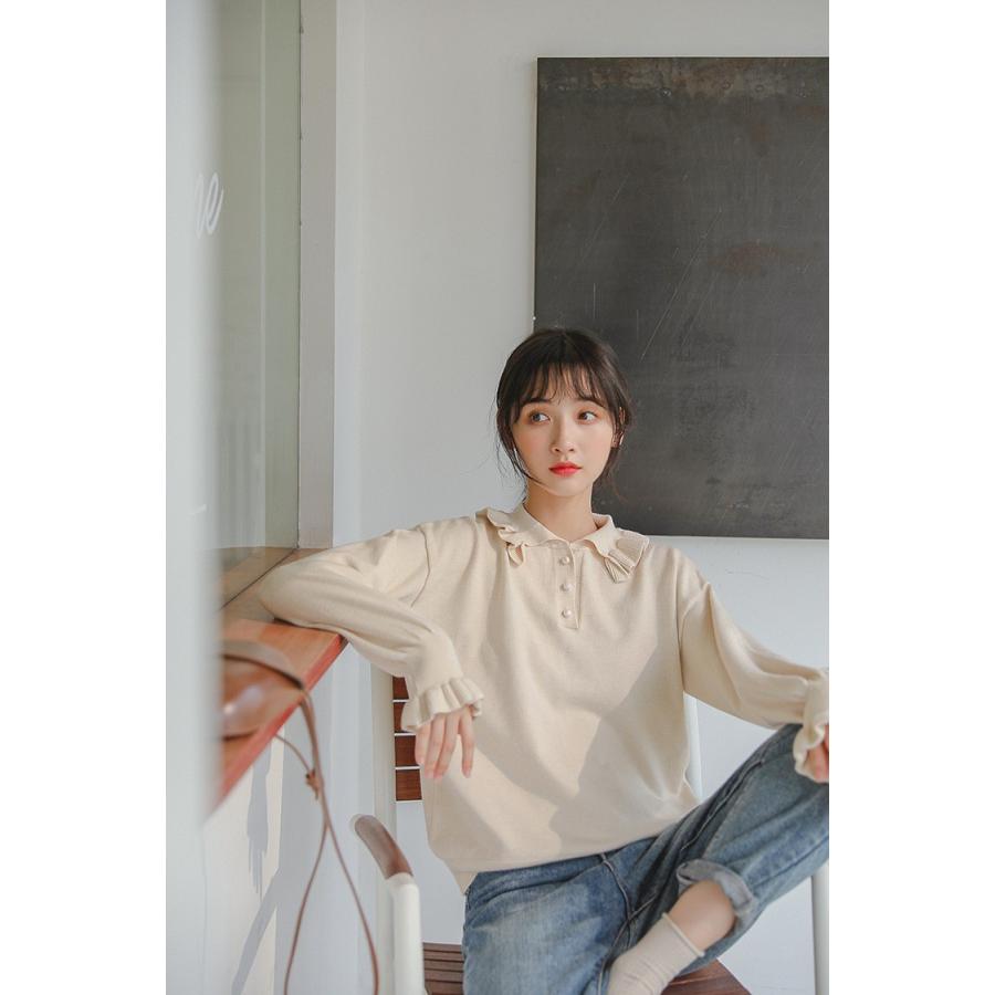 トップス レディース 秋 カットソー 長袖 無地 シャツ ブラウス ポロシャツ シンプル 中学生 高校生 ファッション 女子 韓国 T060 S Conny 通販 Yahoo ショッピング