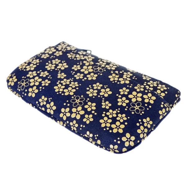 印傳屋（INDEN-YA） 印伝 財布 ファスナー式小銭入れ 1002 紺地鹿革 白