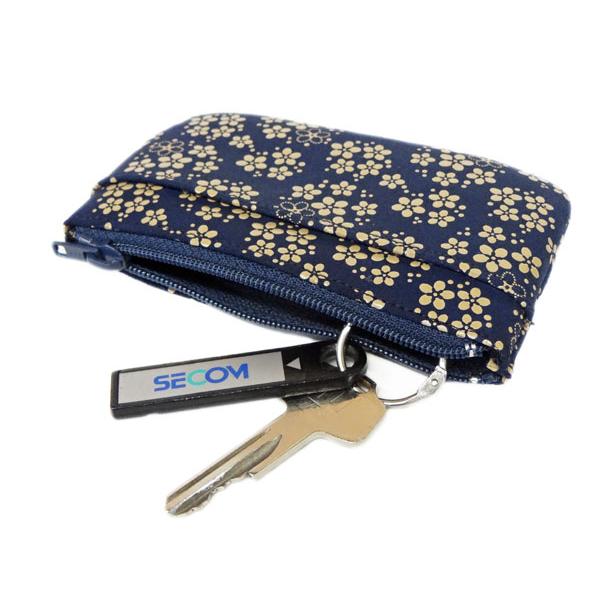 印傳屋（INDEN-YA） 印伝 財布 ファスナー式小銭入れ 1002 紺地鹿革 白