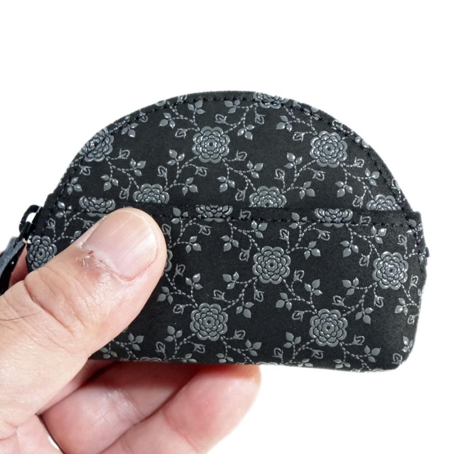 印傳屋（INDEN-YA） 印伝 財布 ファスナー式小銭入れ 1004 黒地鹿革 