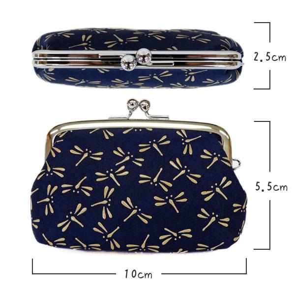 印傳屋（INDEN-YA） 印伝 がま口財布 小銭入れ 1103 紺地鹿革 白漆