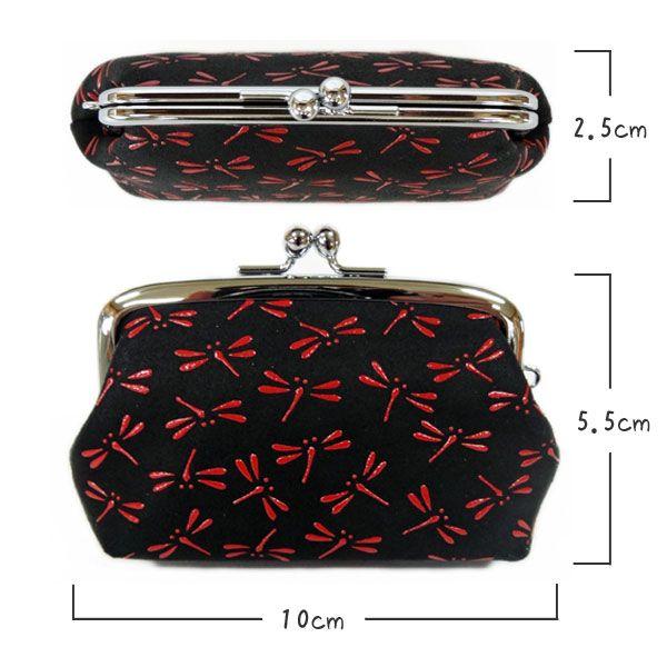 印傳屋（INDEN-YA） 印伝 がま口財布 小銭入れ 1103 黒地鹿革 赤漆