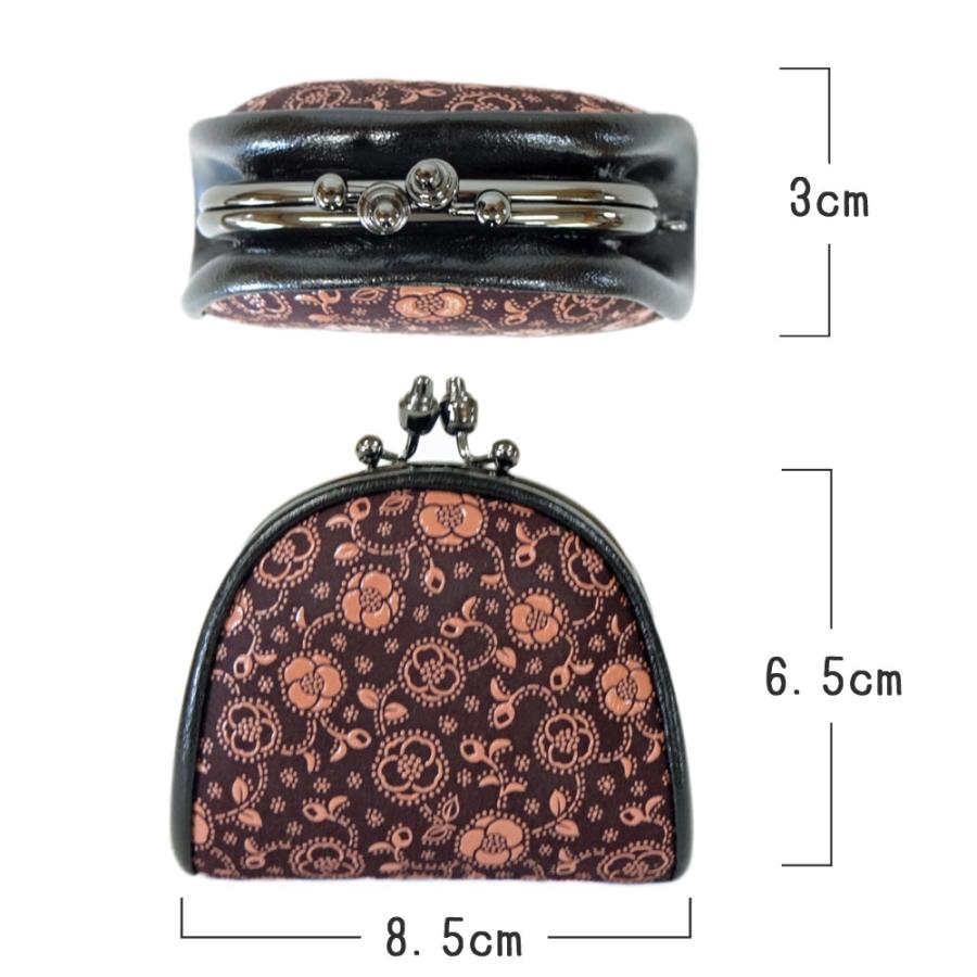 印傳屋（INDEN-YA） 印伝 がま口財布 小銭入れ 1105 紫地鹿革ピンク漆