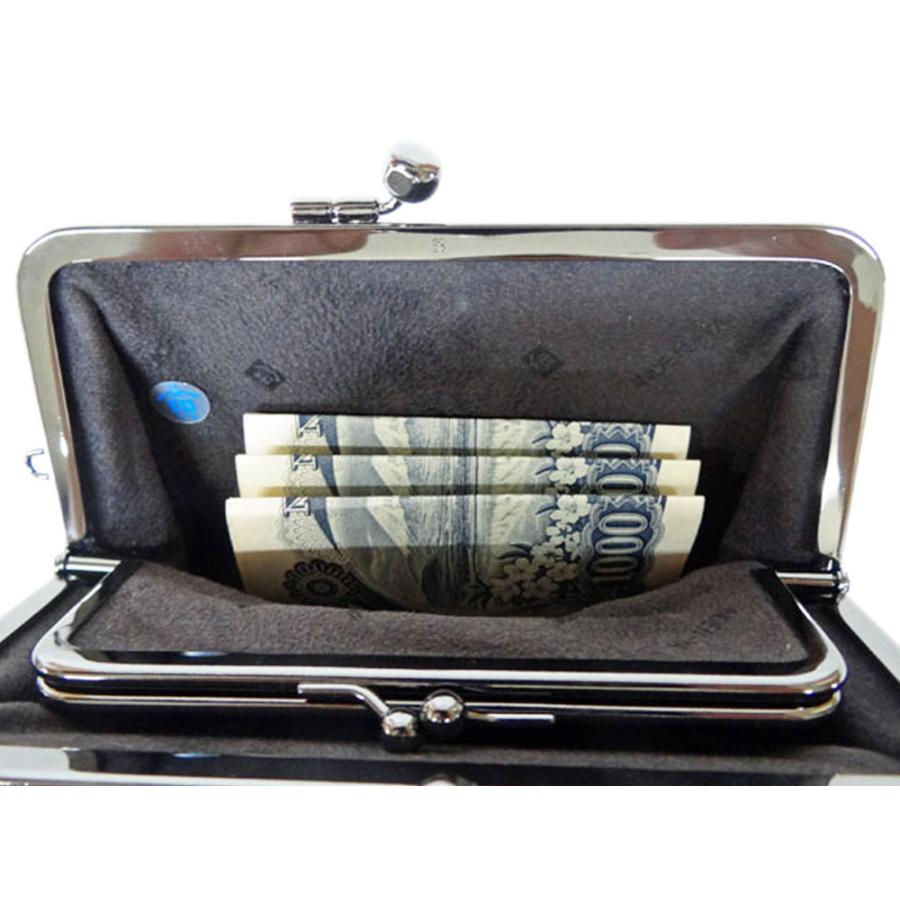 印傳屋（INDEN-YA） 印伝 財布 親子がま口小銭入 1501 黒地鹿革 黒漆