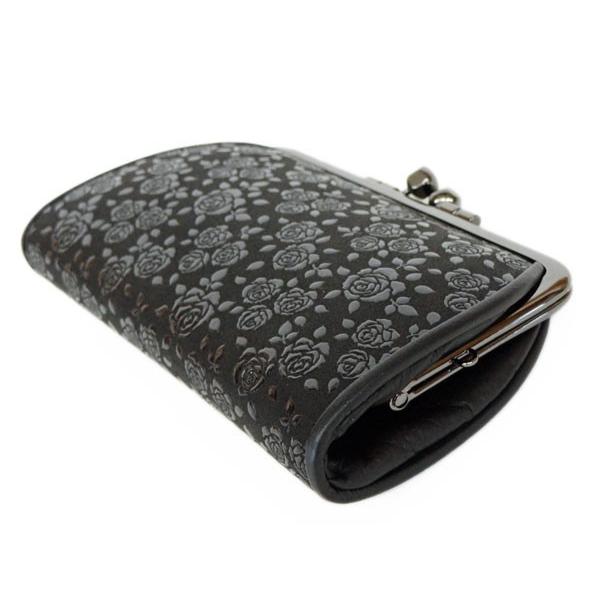 印傳屋（INDEN-YA） 印伝 財布 親子がま口小銭入 1501 黒地鹿革 黒漆