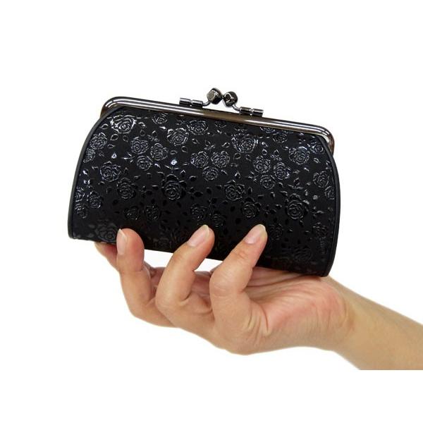 印傳屋（INDEN-YA） 印伝 財布 親子がま口小銭入 1501 黒地鹿革 黒漆