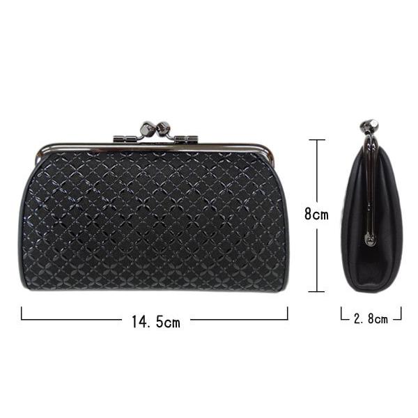 印傳屋（INDEN-YA） 印伝 財布 親子がま口小銭入 1501 黒地鹿革黒漆