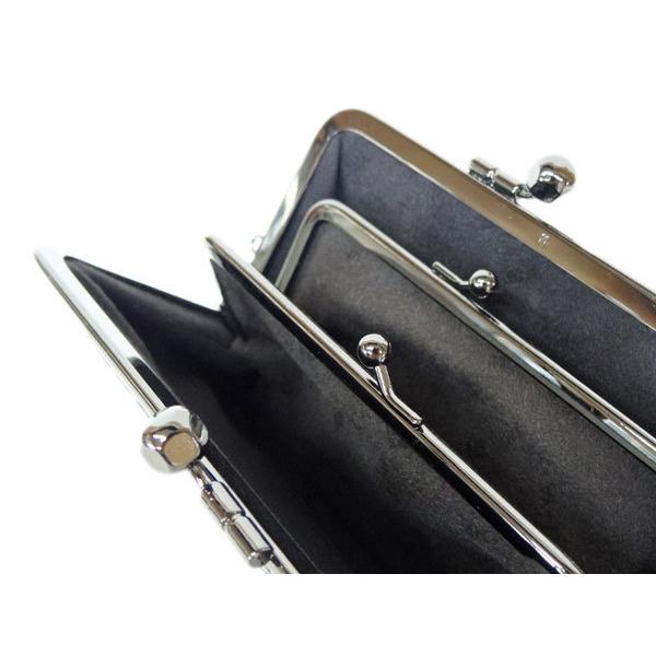 印傳屋（INDEN-YA） 印伝 財布 親子がま口小銭入 1501 黒地鹿革黒漆