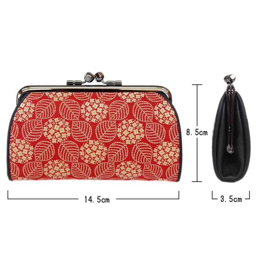 印傳屋 印伝 財布 親子がま口小銭入 1501 赤地鹿革 白漆