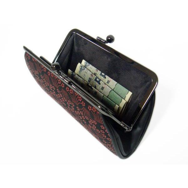 印傳屋（INDEN-YA） 印伝 財布 親子がま口小銭入 1501 黒地鹿革 赤漆