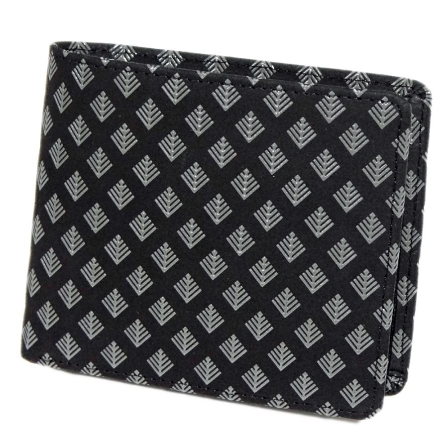 印傳屋（INDEN-YA） 印伝 財布 二つ折り札入 2006 黒地鹿革 グレー漆