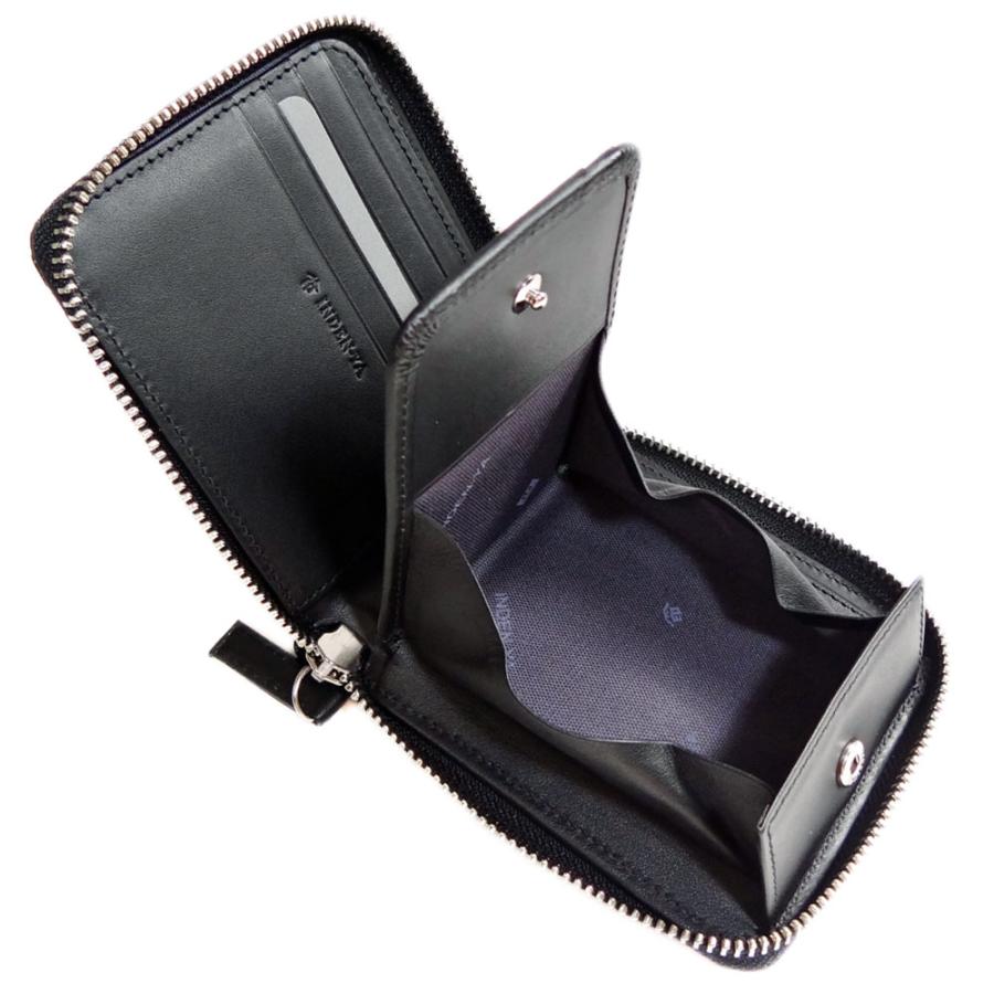 印傳屋 印伝 財布 二つ折り 札入A 2014 黒地鹿革 黒漆 網代編柄