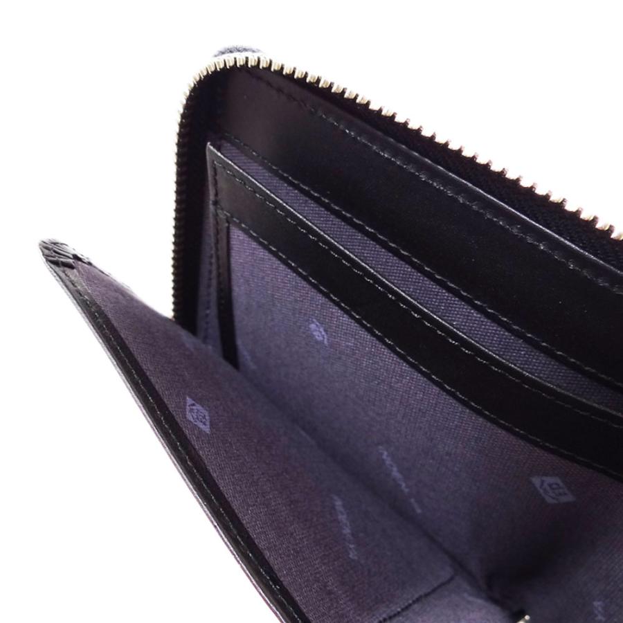 印傳屋 印伝 財布 二つ折り 札入A 2014 黒地鹿革 黒漆 網代編柄