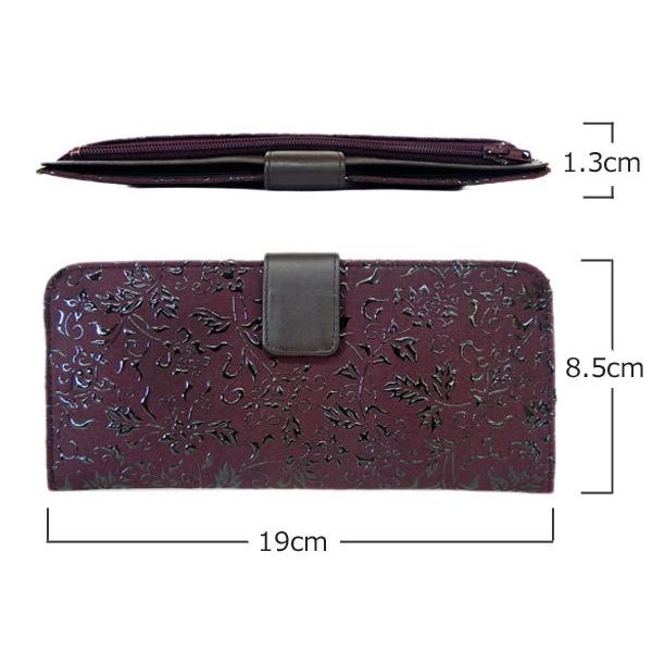 印傳屋（INDEN-YA） 印伝 長財布 束入 2107 紫地鹿革黒漆 花唐草 爆買