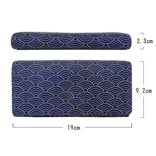 印傳屋（INDEN-YA） 印伝 長財布 束入 2109 紺地鹿革 白漆 青海波柄