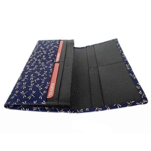 【新品未使用品】インデンヤ 印傳屋 長財布 甲州印傳 とんぼ柄 ネイビー 印傳屋 印伝 長財布 束入 2109 紺地鹿革 白漆 とんぼ柄 : 甲州