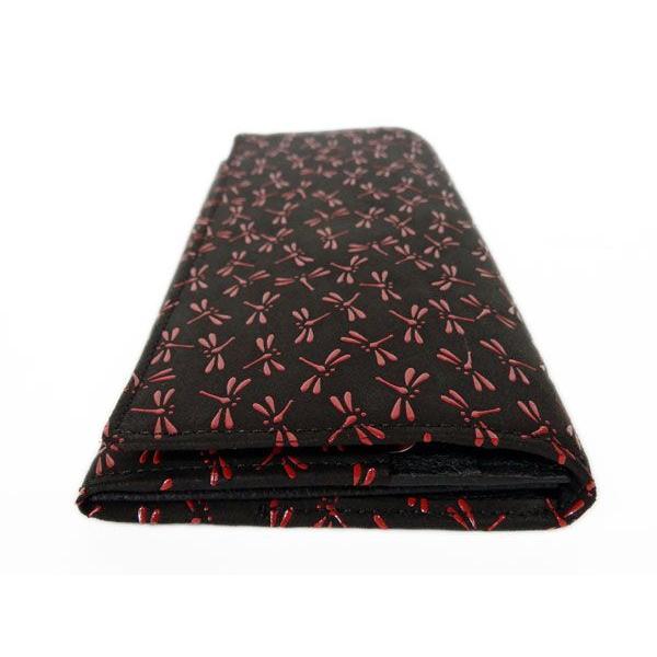 【新品、未使用品】最高級鹿皮長財布 印伝　黒/赤 印傳屋（INDEN-YA） 印伝 長財布 束入 2311 黒地鹿革赤漆 線菊小 爆買