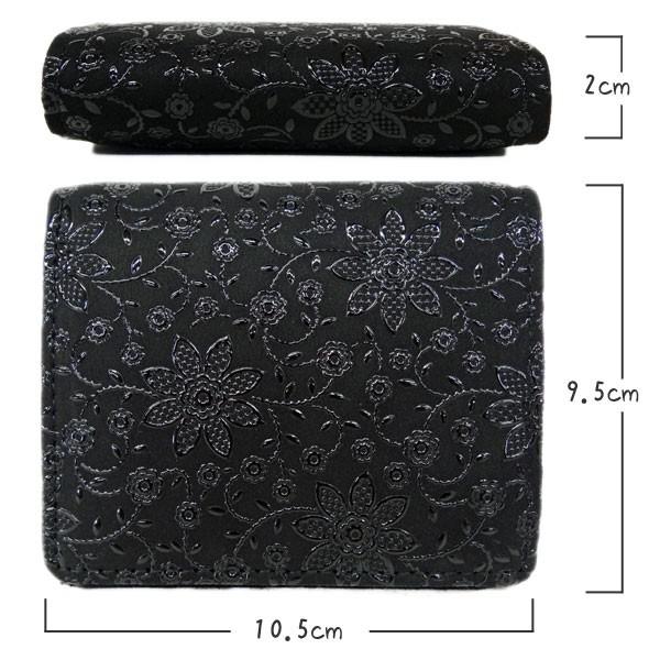 印傳屋（INDEN-YA） 印伝 財布 二つ折り札入 2204 黒地鹿革黒漆