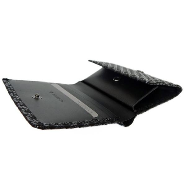 印傳屋 印伝 財布 二つ折り札入 2204 黒地鹿革黒漆 輪繋ぎ小