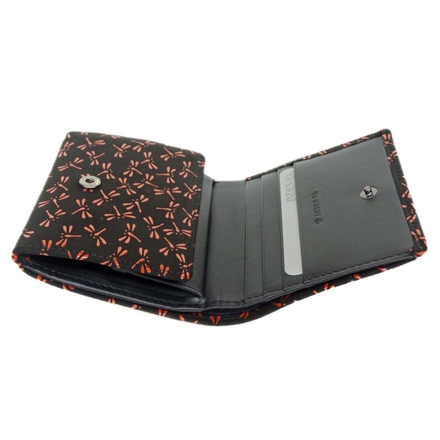 印傳屋（INDEN-YA） 印伝 財布 二つ折り札入 2204 黒地鹿革赤漆 とんぼ