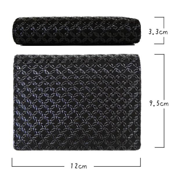 印傳屋（INDEN-YA） 印伝 財布 二つ折り札入 2205 黒地鹿革 黒漆 輪