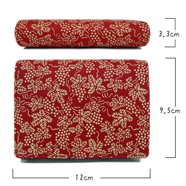印傳屋 印伝 財布 二つ折り札入 2205 赤地鹿革 白漆 葡萄柄