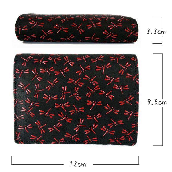 印傳屋（INDEN-YA） 印伝 財布 二つ折り札入 2205 黒地鹿革 赤漆