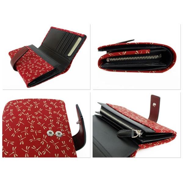 印傳屋（INDEN-YA） 印伝 財布 二つ折り札入 2213 赤地鹿革 白漆