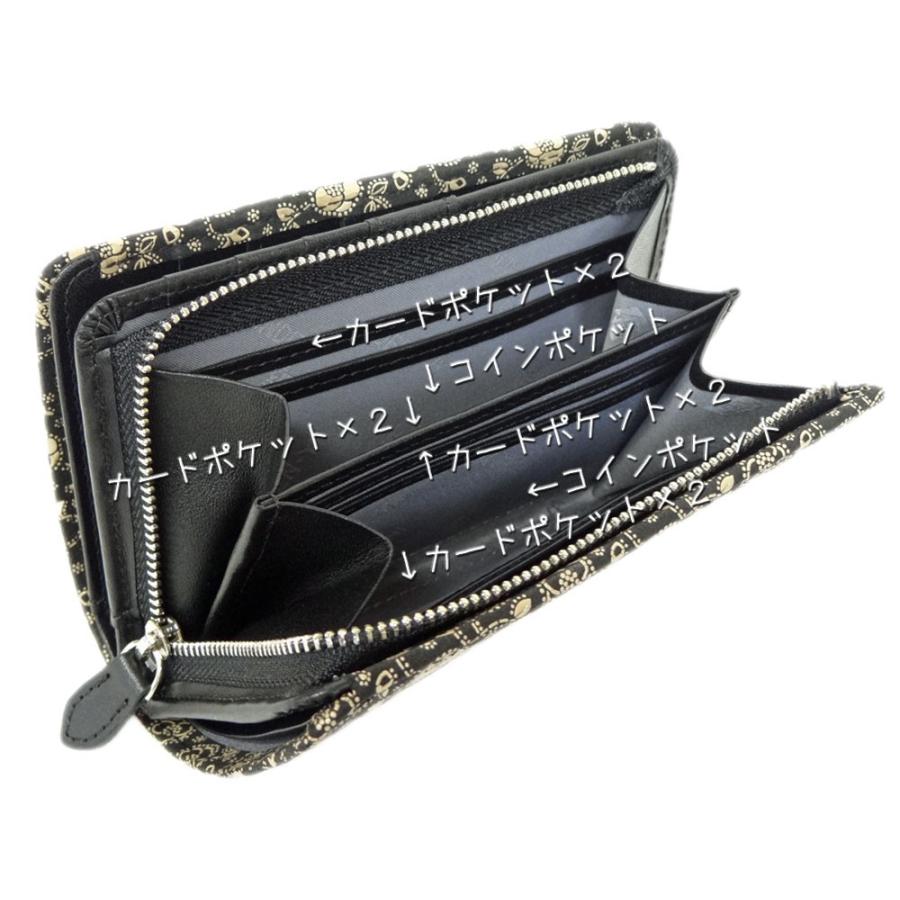 印傳屋（INDEN-YA） 印伝 財布 二つ折り札入 2214 黒地鹿革 白漆 椿柄