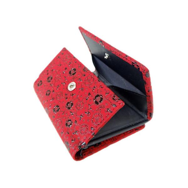印傳屋 印伝 財布 二つ折り札入 7527 紺地鹿革 赤漆 黒漆 なごみ
