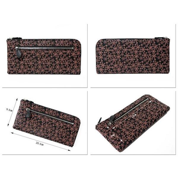 印傳屋（INDEN-YA） 印伝 財布 長財布 束入 2305 黒地鹿革ピンク漆