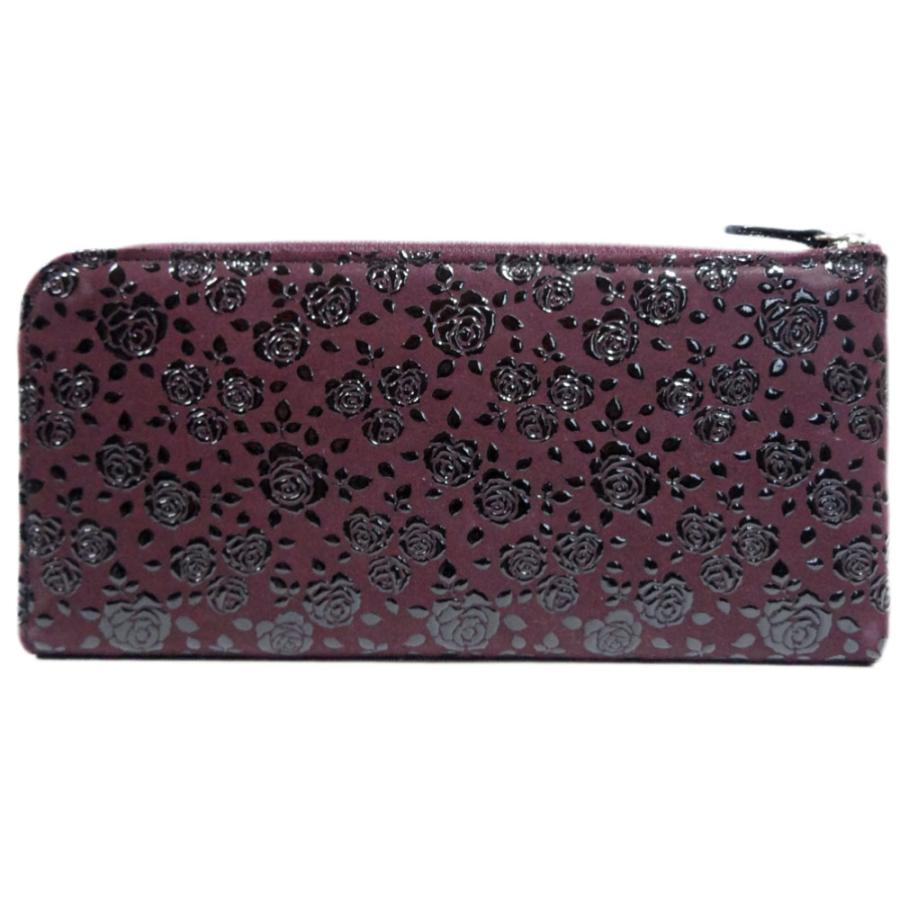 印傳屋（INDEN-YA） 印伝 財布 長財布 束入K 2305 紫地鹿革黒漆 ローズ