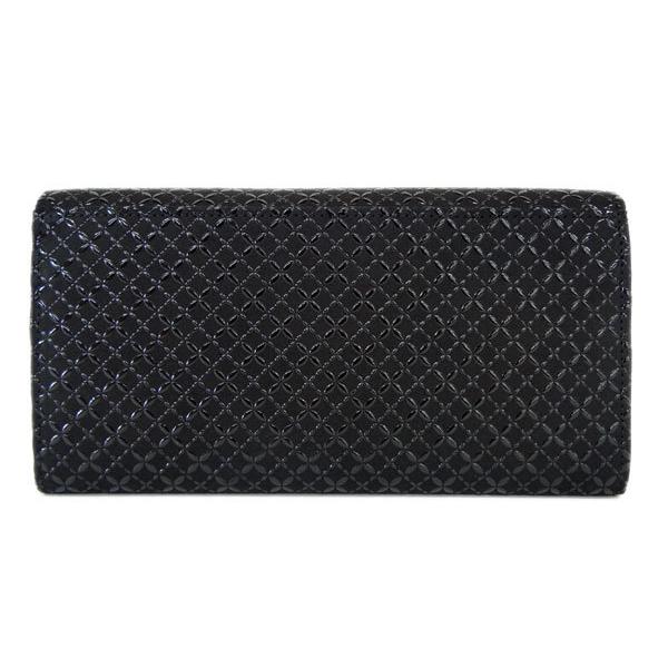 印傳屋 印伝 長財布 束入 2306 黒地鹿革 黒漆 七宝繋ぎ柄 爆買 : 甲州