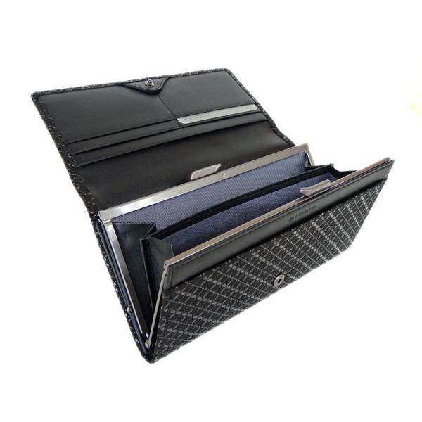 印傳屋（INDEN-YA） 印伝 長財布 束入 2306 黒地鹿革 黒漆 七宝繋ぎ柄