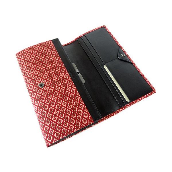 印傳屋（INDEN-YA） 印伝 長財布 束入 2306 赤地鹿革 白漆 菱菊柄 爆買
