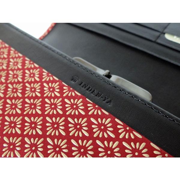 印傳屋 印伝 長財布 束入 2306 赤地鹿革 白漆 菱菊柄 爆買