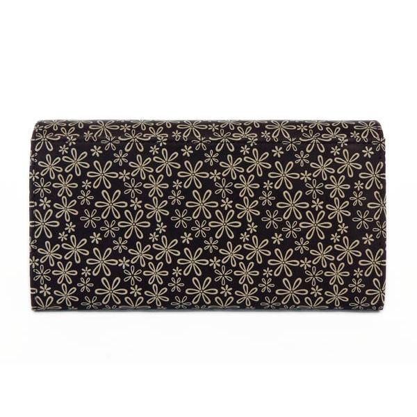 印傳屋（INDEN-YA） 印伝 長財布 束入 2306 紫地鹿革 白漆 雪割草柄