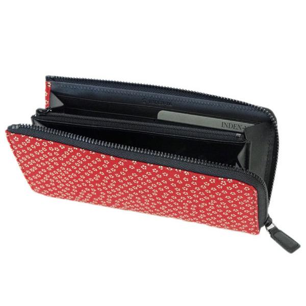 印傳屋（INDEN-YA） 印伝 長財布 束入 2307 赤地鹿革 白漆 小桜 爆買