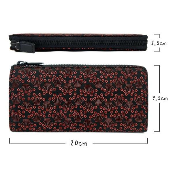 印傳屋 印伝 長財布 束入 2307 黒地鹿革 赤漆 小桜菖蒲 爆買 : 甲州