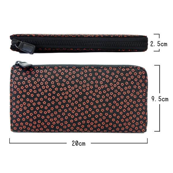 【新品、未使用品】最高級鹿皮長財布 印伝　黒/赤 印傳屋 印伝 長財布 束入 2310 黒地鹿革赤漆 線菊小柄 爆買