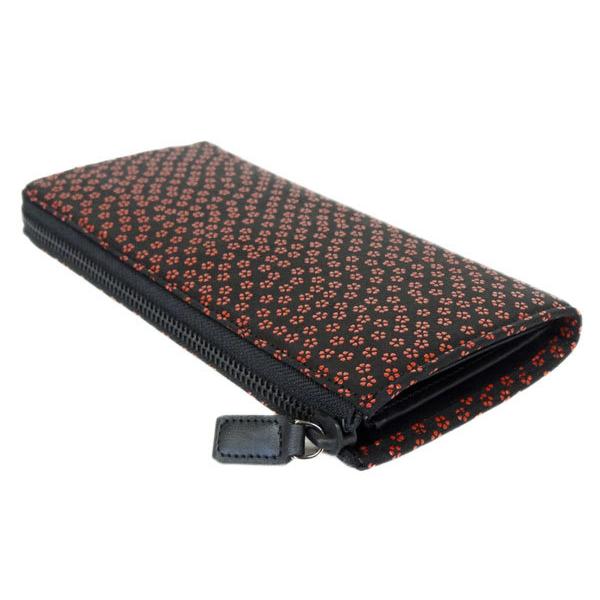 印傳屋（INDEN-YA） 印伝 長財布 束入 2307 黒地鹿革 赤漆 小桜 爆買