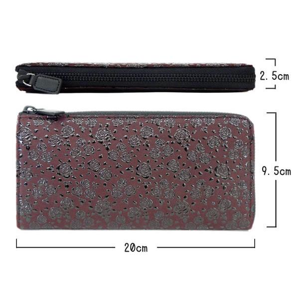 印傳屋（INDEN-YA） 印伝 長財布 束入 2307 紫地鹿革 黒漆 ローズ小